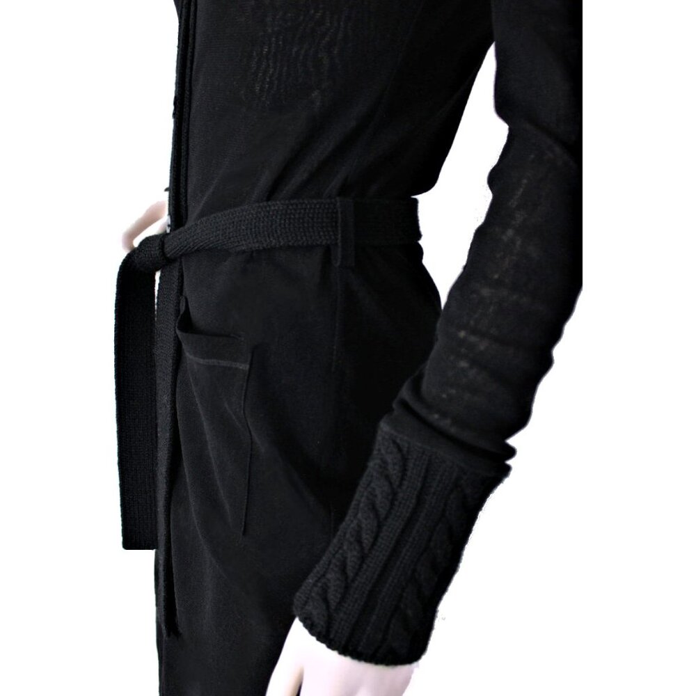 Vintage JEAN PAUL GAULTIER SOLEIL Black Cardigan w/Detachable Fur Collar - Picture 5 of 10